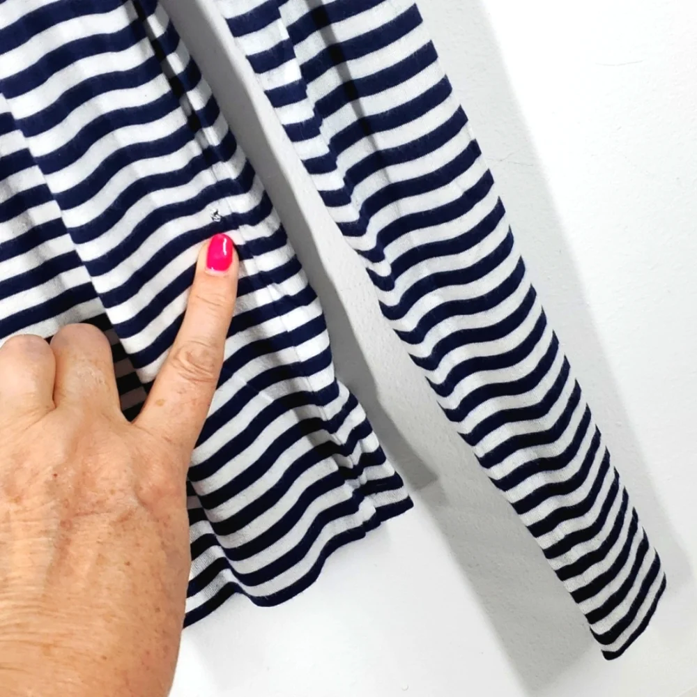 MICHAEL Michael Kors Blue White Striped Long Sleeve Shirt PM - Picture 7 of 10